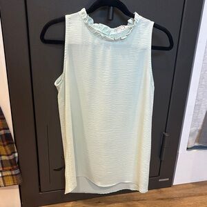 Mint Sleeveless Ruffle Blouse